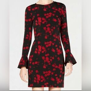 Michael Kors Black, Rose Bell Sleeve Sheath Dress 0X plus size